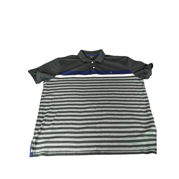 Izod Mens Polo Shirt XXL Green & Blue Striped Cotton Blend - Picture 3 of 9